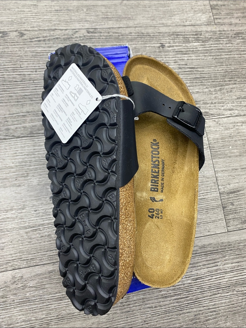 Birkenstock Madrid Birko-Flor Black Sandal – EU 40 / US M7 W9 – Narrow Fit - Picture 4 of 6